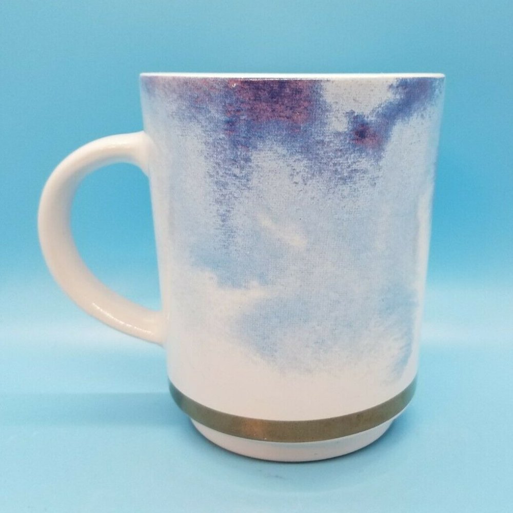 Aphorism Coffee Mug Tea Cup Purple Blue White Pink Cloud or Water Color Pattern
